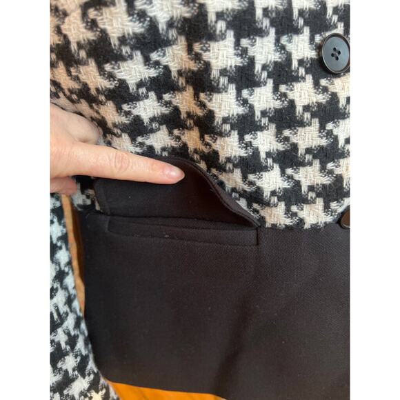 Talbots 8 Petite Black White Houndstooth Button Down Blazer Wool NWT Executive - Picture 3 of 13